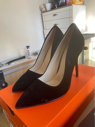 Siyah süet stiletto - Görsel 5