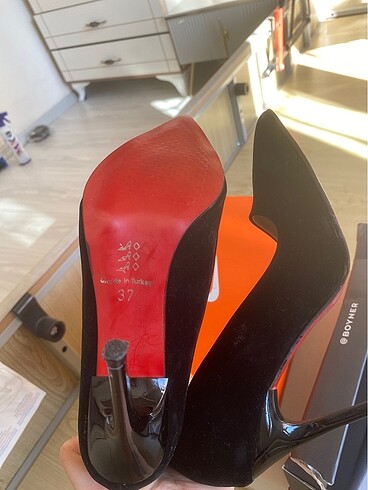 Siyah süet stiletto - Görsel 6