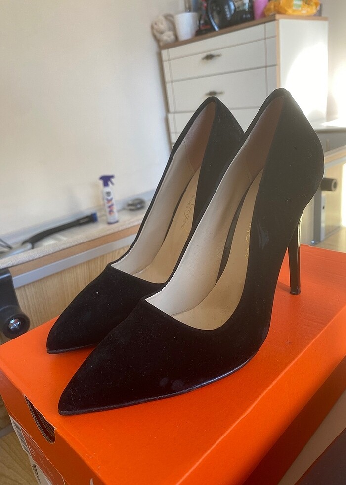 Siyah süet stiletto - Görsel 5
