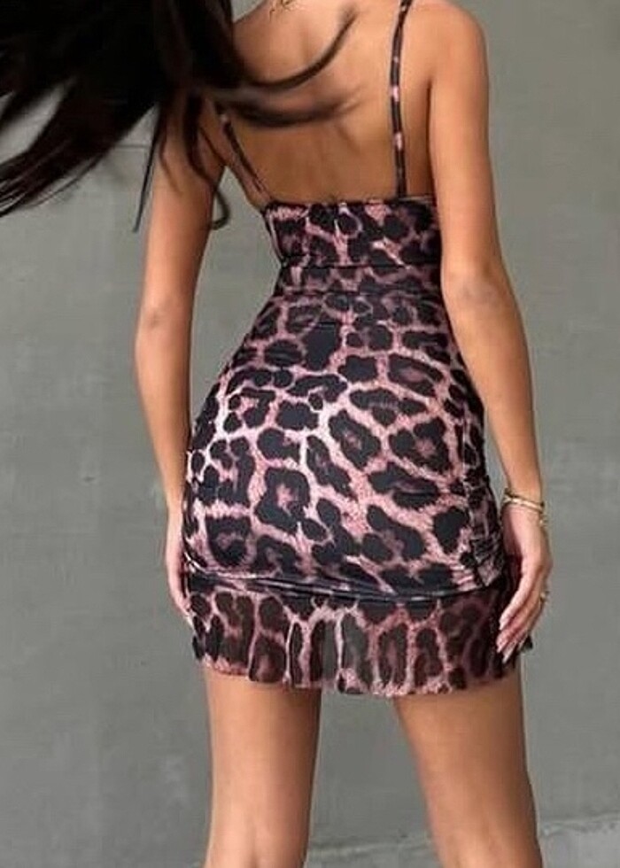 Leopar desenli elbise - Görsel 2