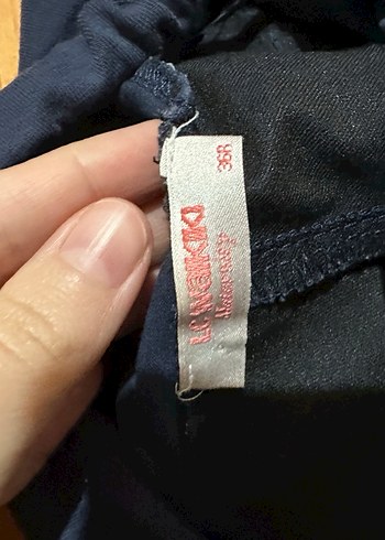 Koyu Mavi Hamile Midi Boy Dar Kesim Kot Pantolon - Görsel 2