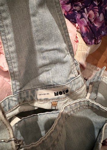 Gri Kadın Kot Şort Tulum - Görsel 3