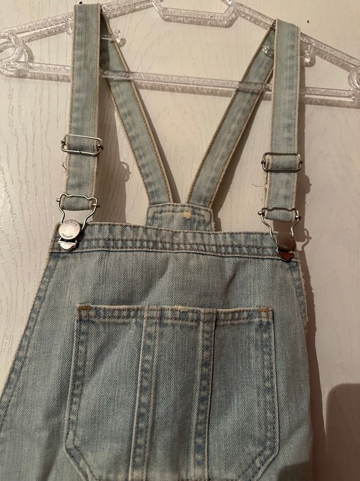 Gri Kadın Kot Şort Tulum - Görsel 2