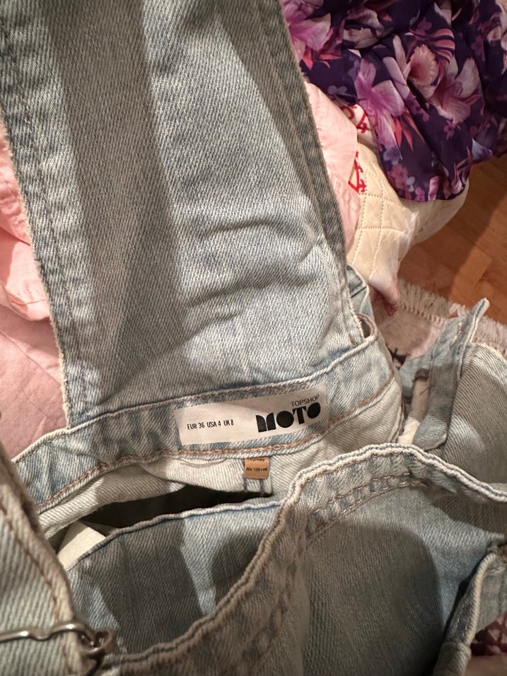 Gri Kadın Kot Şort Tulum - Görsel 3