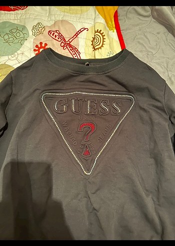Siyah Guess Baskılı Uzun Kollu Sweatshirt - Görsel 2
