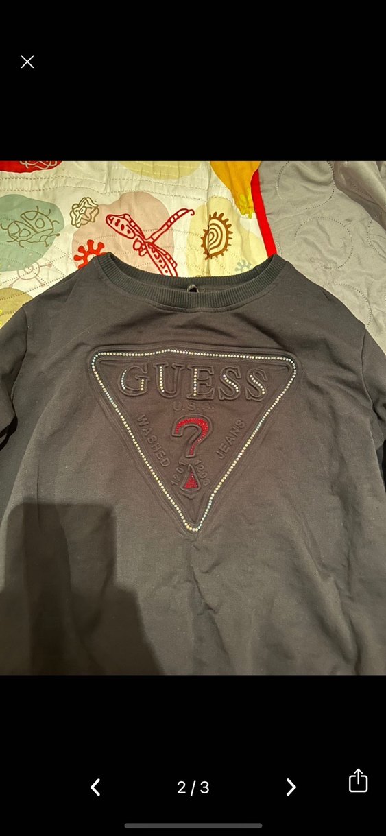 Siyah Guess Baskılı Uzun Kollu Sweatshirt - Görsel 2