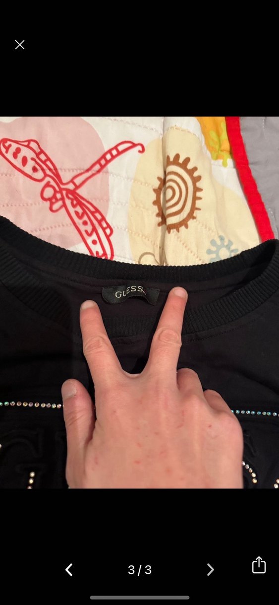 Siyah Guess Baskılı Uzun Kollu Sweatshirt - Görsel 3