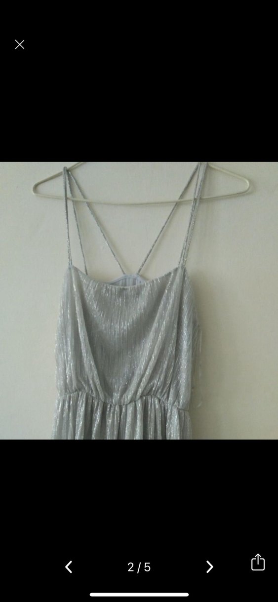 Gri Midi Drapeli Kadın Abiye Elbise - Görsel 2