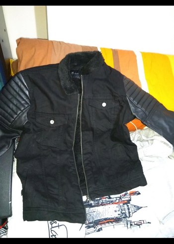 Düğmeli Siyah Deri Erkek Biker Ceket - Görsel 2