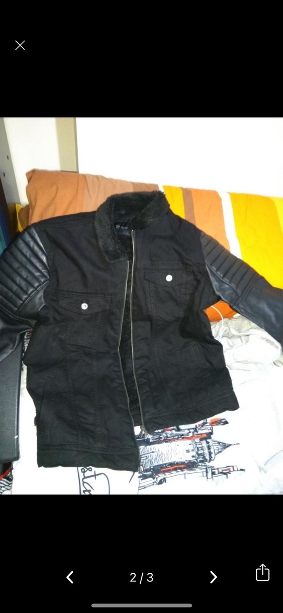 Düğmeli Siyah Deri Erkek Biker Ceket - Görsel 2