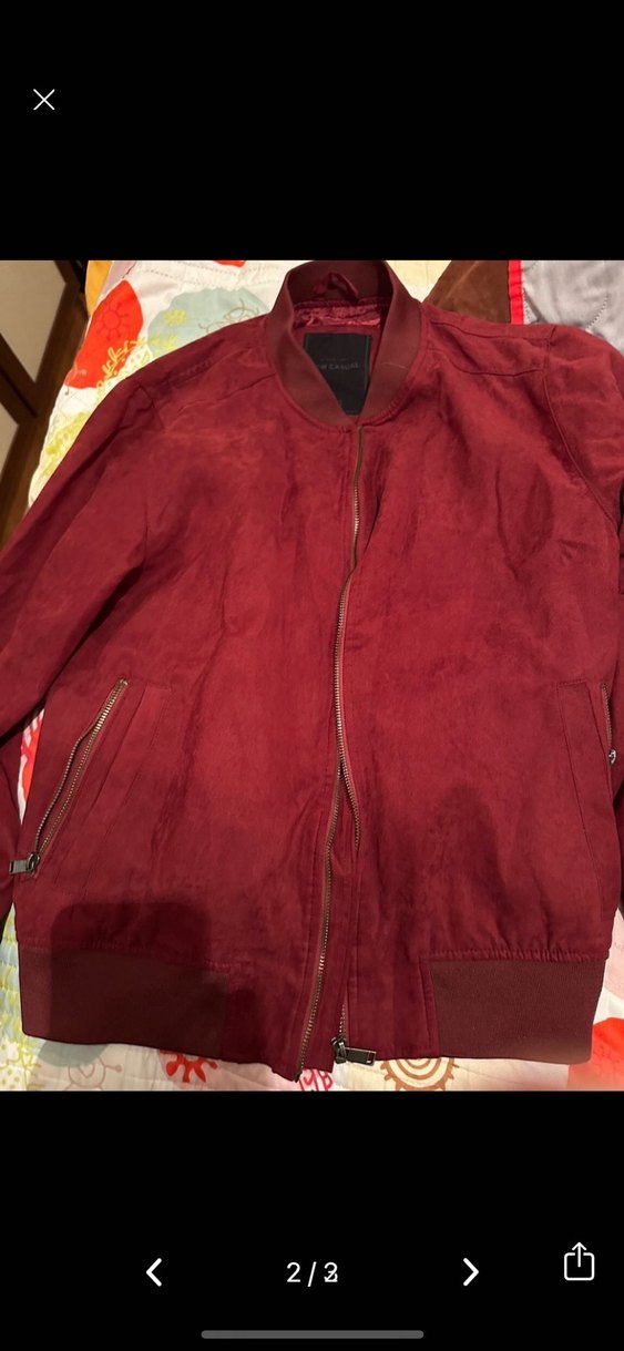 Bordo Süet Fermuarlı Kadın Ceket - Görsel 2