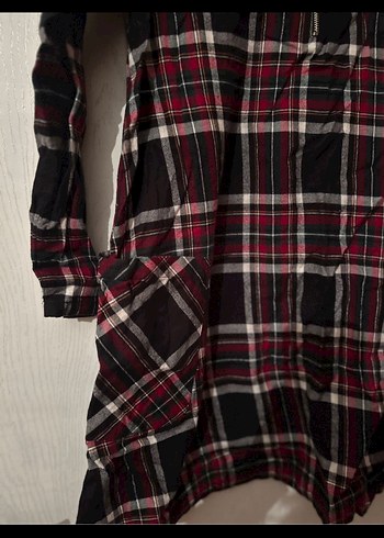 Bordo Ekoseli Uzun Kollu Salaş Gömlek - Görsel 2