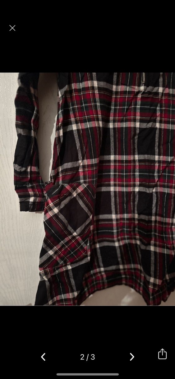 Bordo Ekoseli Uzun Kollu Salaş Gömlek - Görsel 2