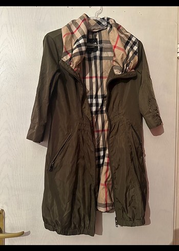 Haki burberry tarzı trençkot - Görsel 2