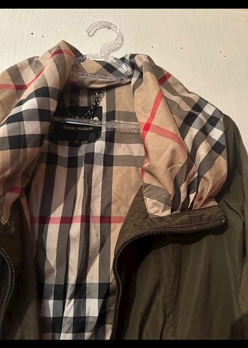 Haki burberry tarzı trençkot - Görsel 3