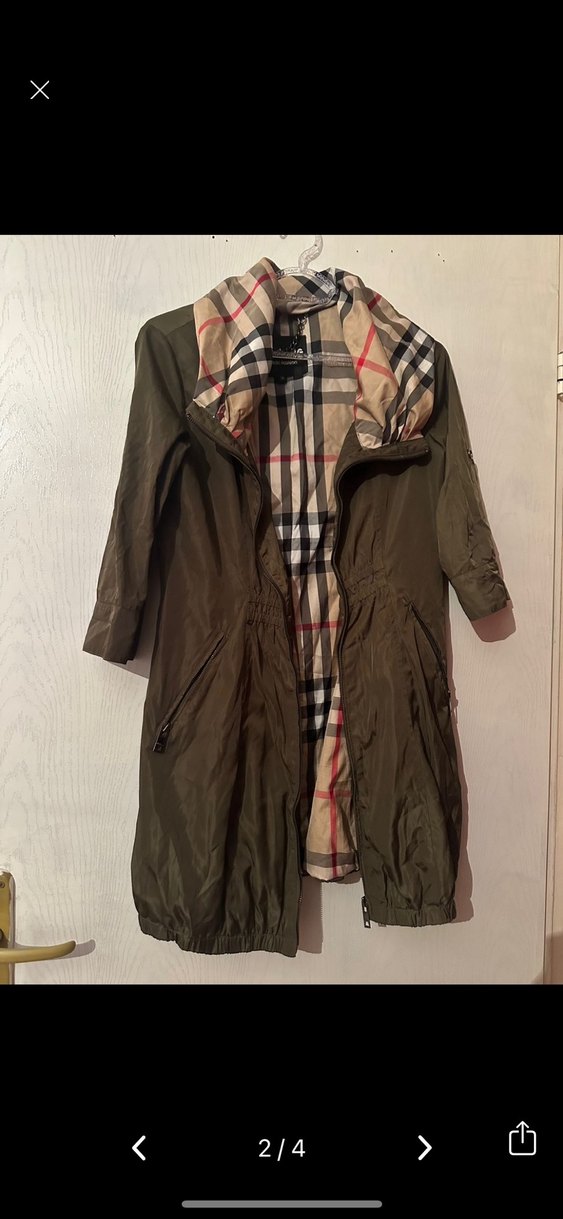 Haki burberry tarzı trençkot - Görsel 2