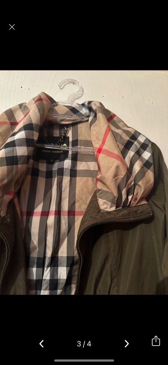 Haki burberry tarzı trençkot - Görsel 3