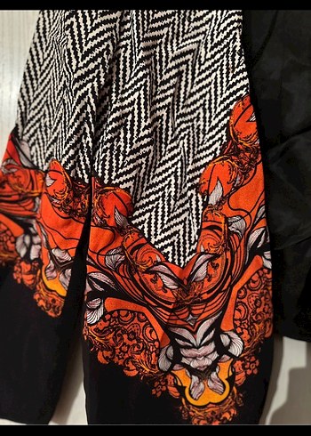 Çok Renkli Bohem Desenli Uzun Kadın Blazer - Görsel 3