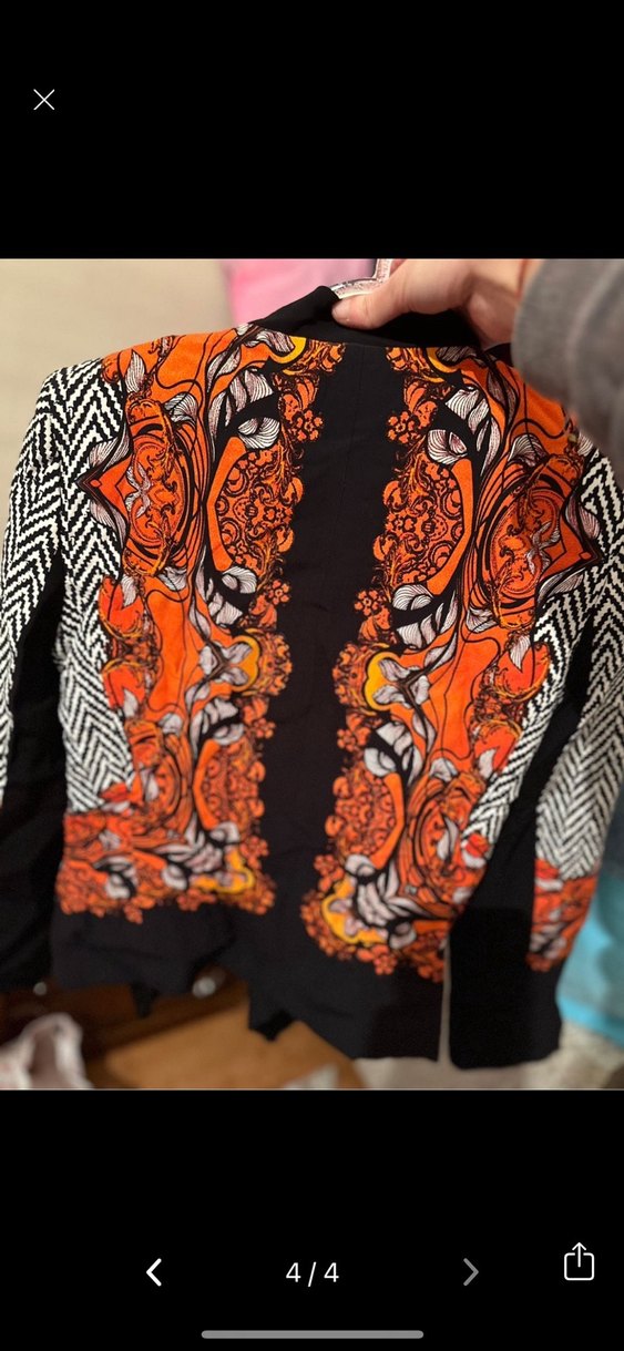 Çok Renkli Bohem Desenli Uzun Kadın Blazer - Görsel 4