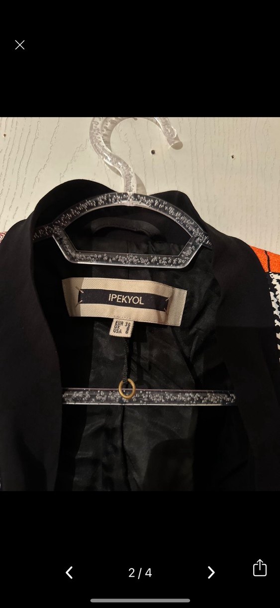 Çok Renkli Bohem Desenli Uzun Kadın Blazer - Görsel 2