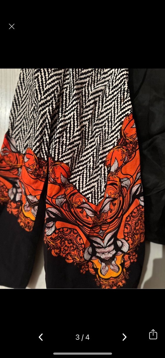 Çok Renkli Bohem Desenli Uzun Kadın Blazer - Görsel 3