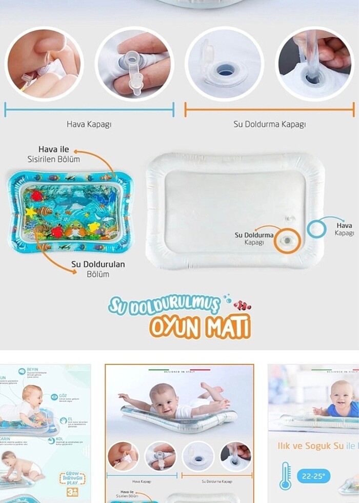 Elele Şişirilebilen Su Aktivite ve Oyun Matı Mavi - Görsel 3