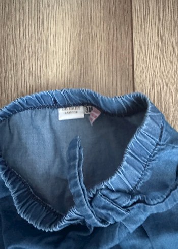 B&G Kız Çocuk Mavi Denim Fırfırlı Bol Pantolon - Görsel 2