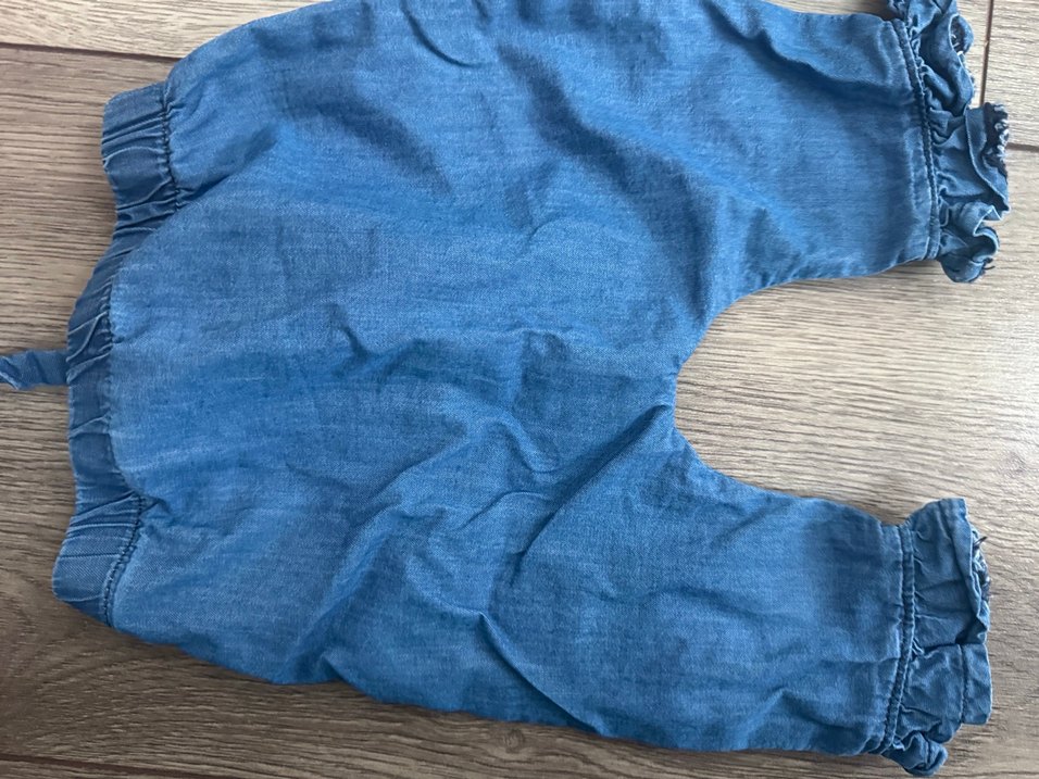 B&G Kız Çocuk Mavi Denim Fırfırlı Bol Pantolon - Görsel 3