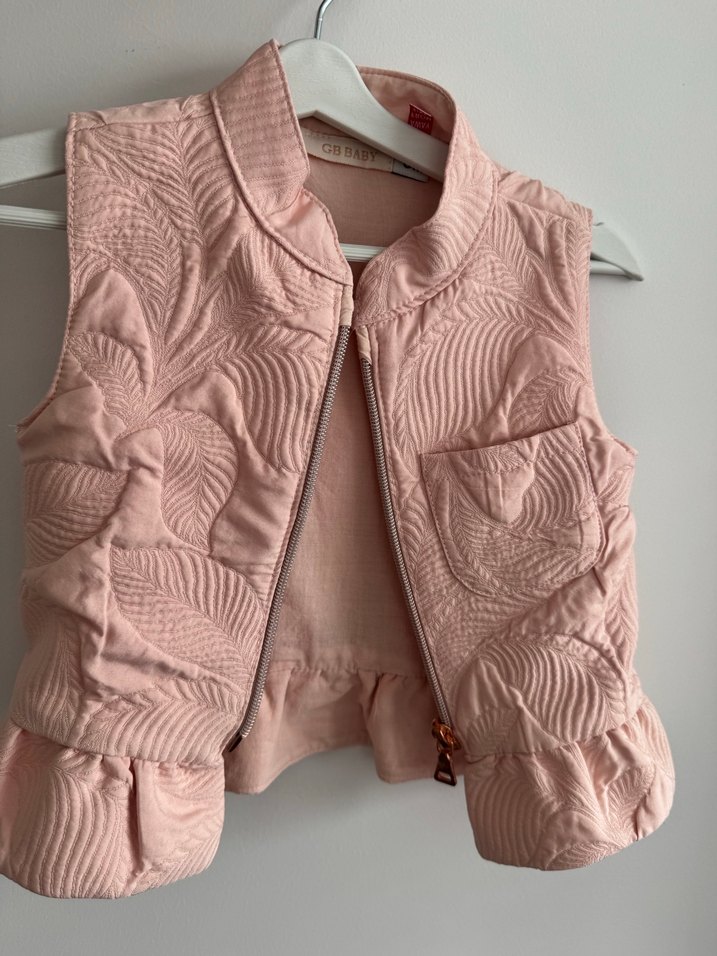 B&G Kız Çocuk Pembe Fırfırlı Elbise & Yelek Takım - Görsel 5