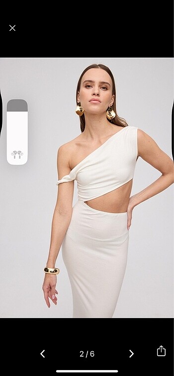 Zara Cut-out detaylı midi ekru elbise