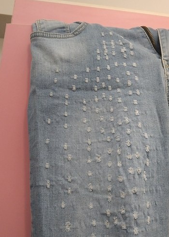 Düğmeli Mavi Pastel Kadın Denim Pantolon - Görsel 2