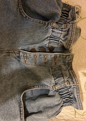 Diğer Düğmeli Geniş Kesim Mini Denim Şort