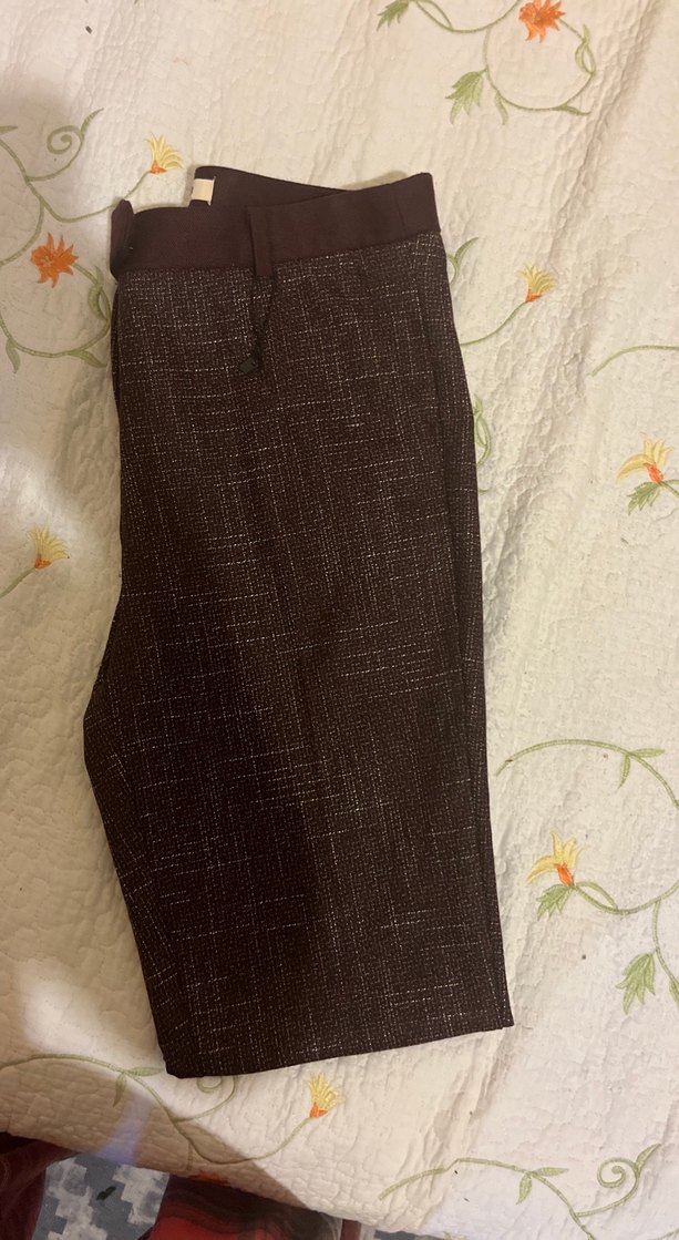 Koyu mor desenli Piliseli Kadın Kumaş Pantolon - Görsel 4