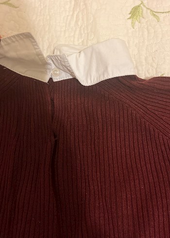 Bordo Polo Yaka Triko Kadın Kazak - Görsel 4