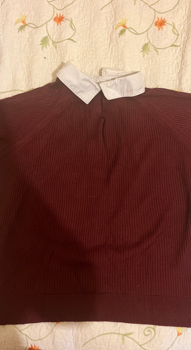 Bordo Polo Yaka Triko Kadın Kazak - Görsel 3