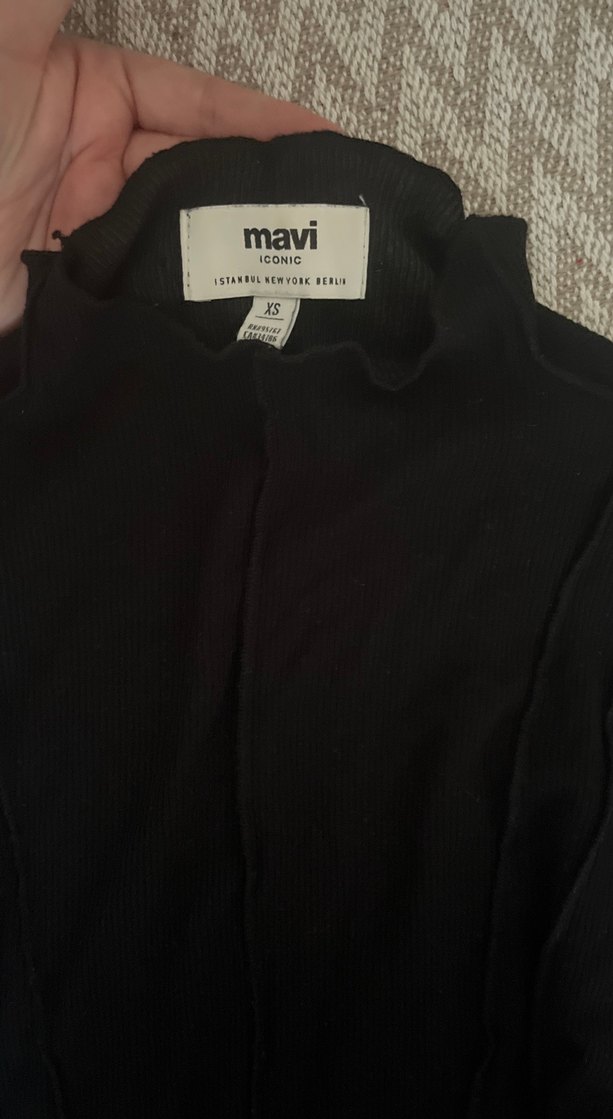 Siyah, Balıkçı Yaka, esnek siyah bluz - Görsel 5