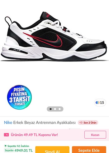 Erkek Beyaz Siyah Spor Ayakkabı - Görsel 2