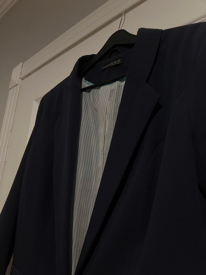 Düğmeli Lacivert Kadın Blazer Ceket - Görsel 5