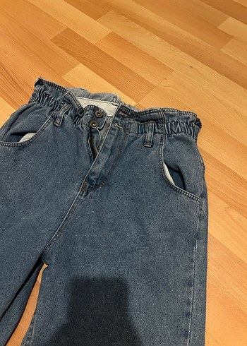 Kadın Gri Denim Kemerli Bol Kesim Pantolon - Görsel 2
