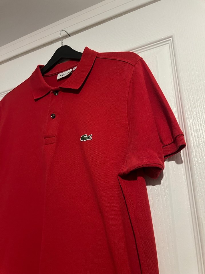 Kırmızı Unisex Polo Yaka Tişört - Görsel 2