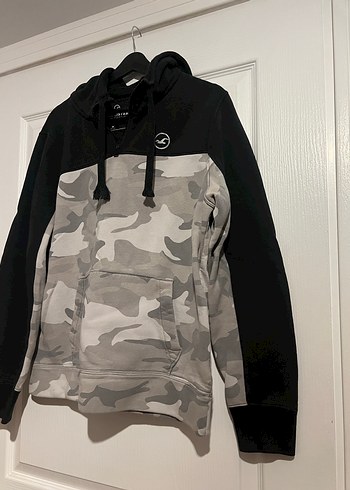 Gri Kamuflaj Kapüşonlu Sweatshirt - Görsel 3