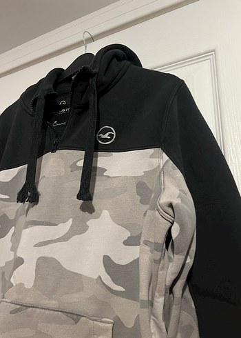 Gri Kamuflaj Kapüşonlu Sweatshirt - Görsel 2