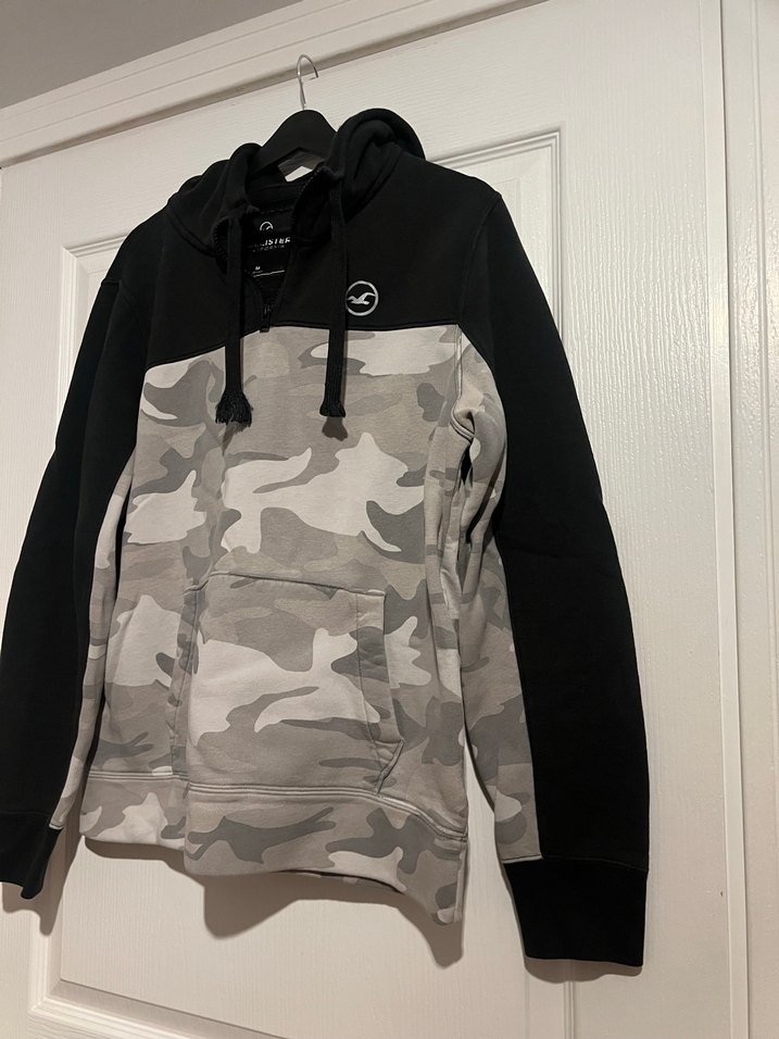 Gri Kamuflaj Kapüşonlu Sweatshirt - Görsel 3