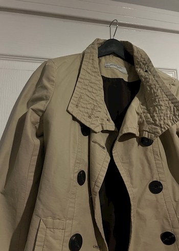 Düğmeli Bej Midi Kadın Trençkot - Görsel 2