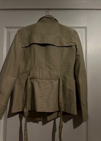 Düğmeli Bej Midi Kadın Trençkot - Görsel 6