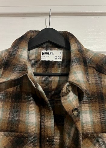 Düğmeli Kahverengi Ekose Kadın Gömlek - Görsel 2