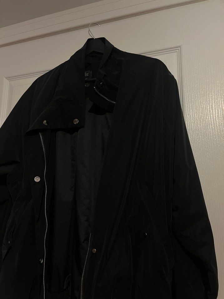 Siyah Süet Düğmeli Kadın Trençkot - Görsel 3