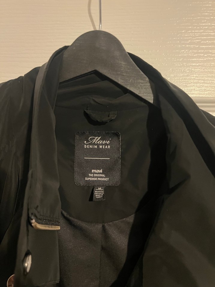 Siyah Süet Düğmeli Kadın Trençkot - Görsel 4