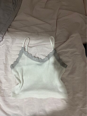 m Beden beyaz Renk Beyaz dantel crop