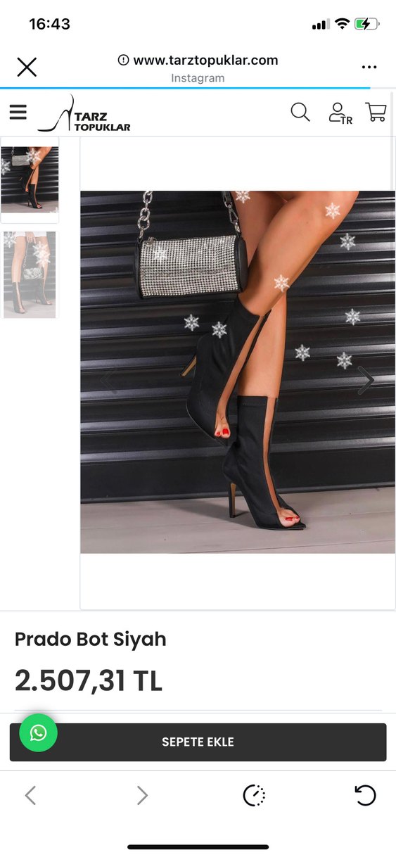 Siyah Payetli İnce Topuklu Bot - Görsel 2